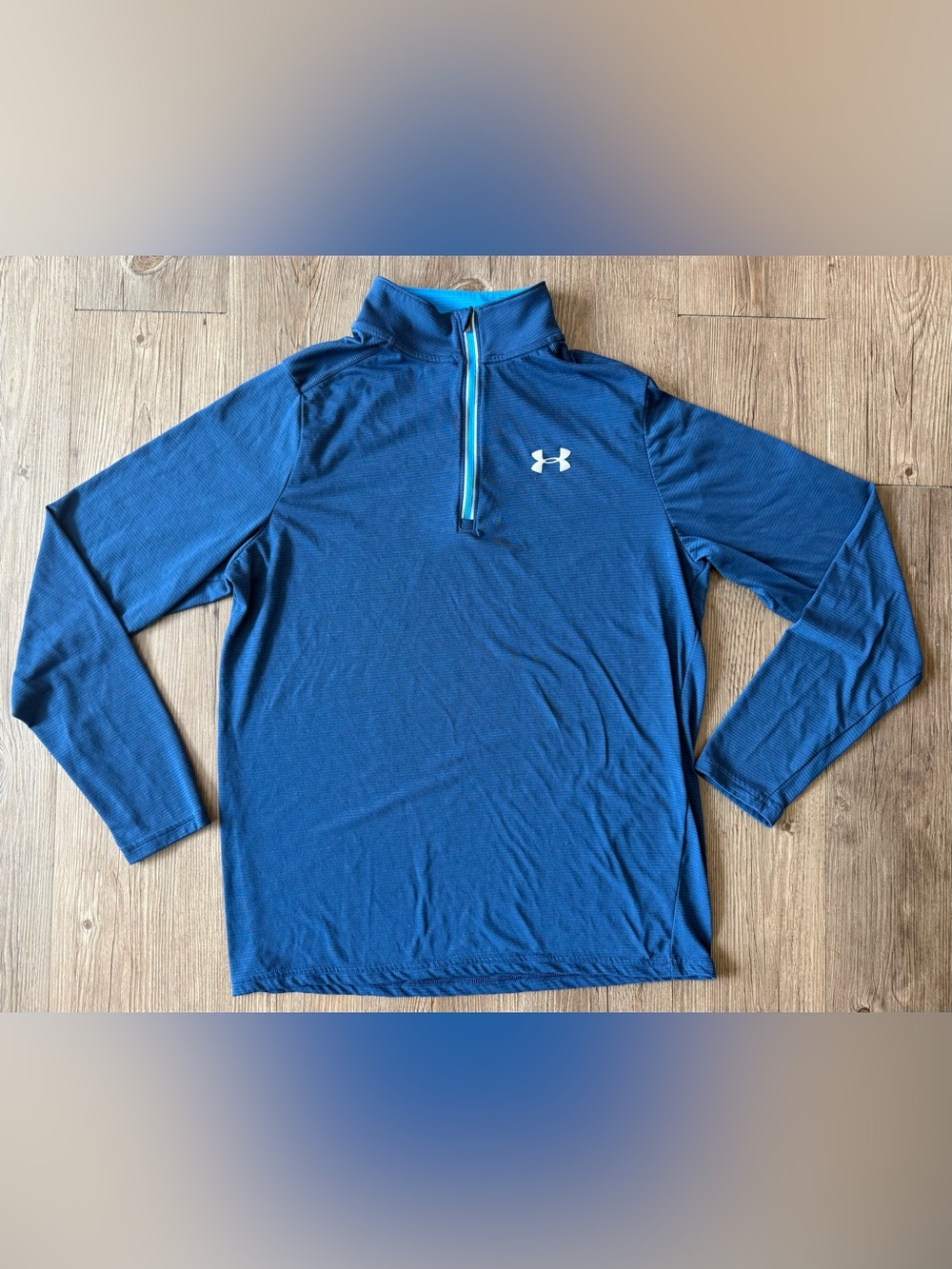 Under Armour Men’s Medium Blue Quarter-Zip Pullover, Fitted, HeatGear